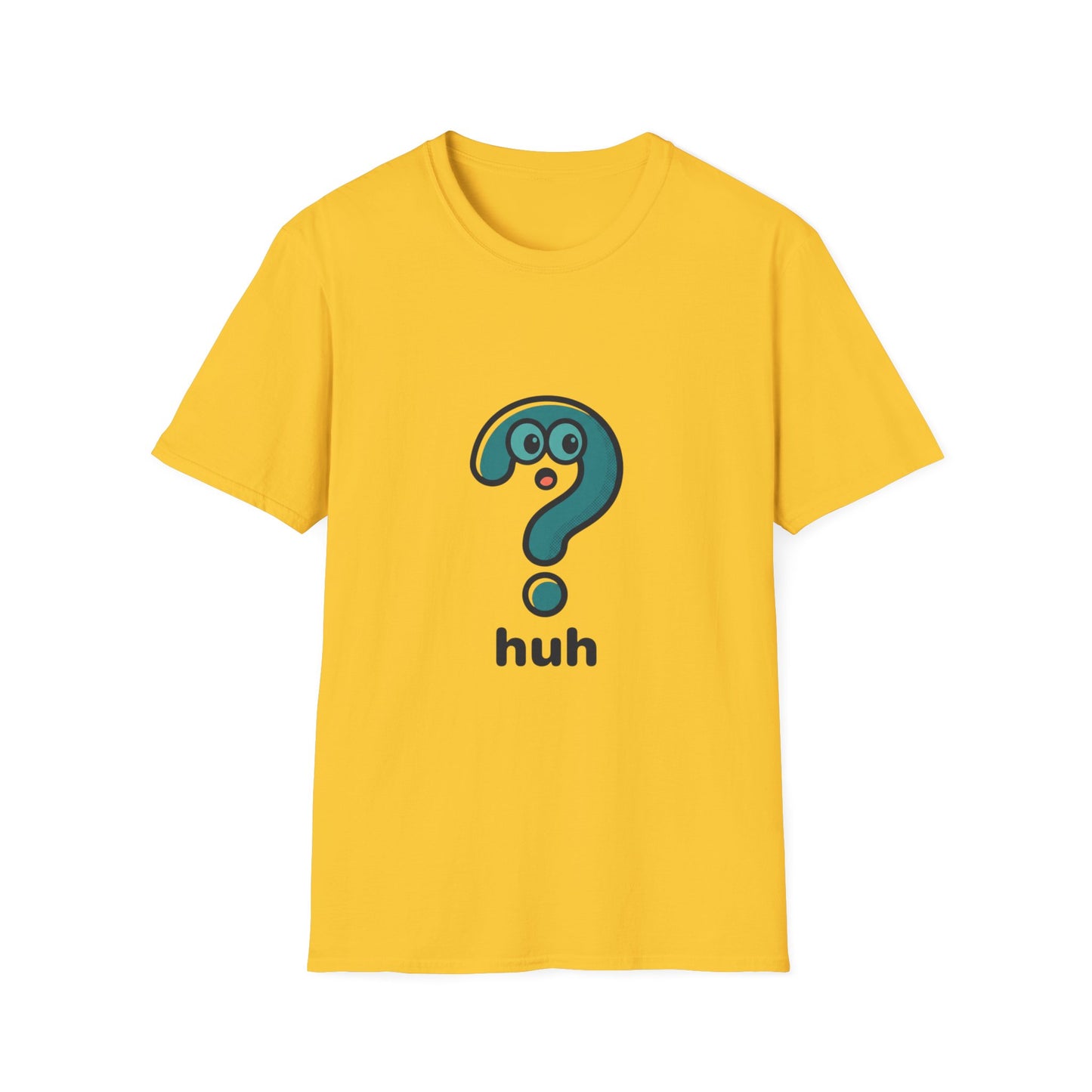 Confused Question Mark Character T-Shirt | Funny “Huh?” Cartoon Graphic Tee, Silly Expression Humor Shirt