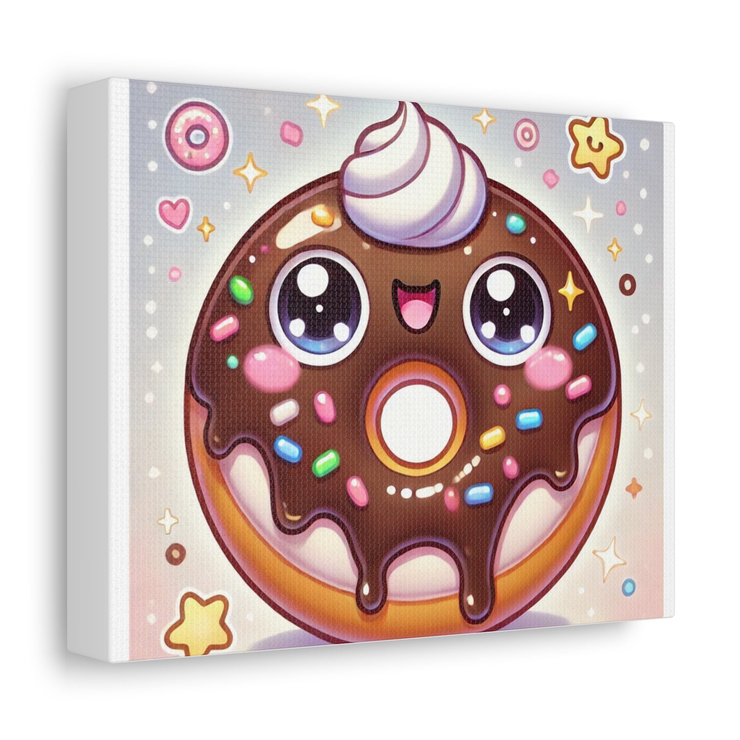 Kawaii Chocolate Donut Cute Dessert Canvas Wall Art