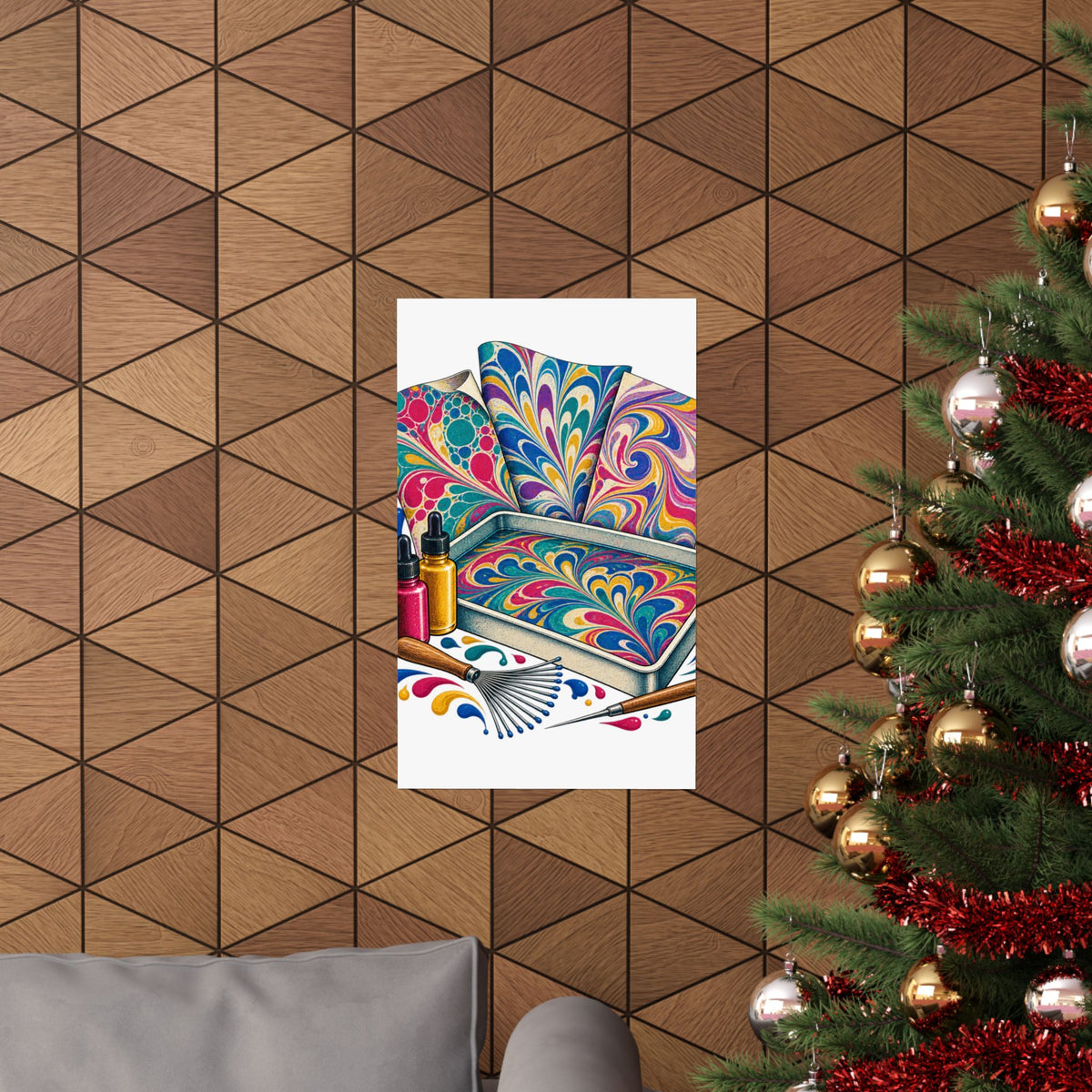 Colorful Paper Marbling Workshop Poster