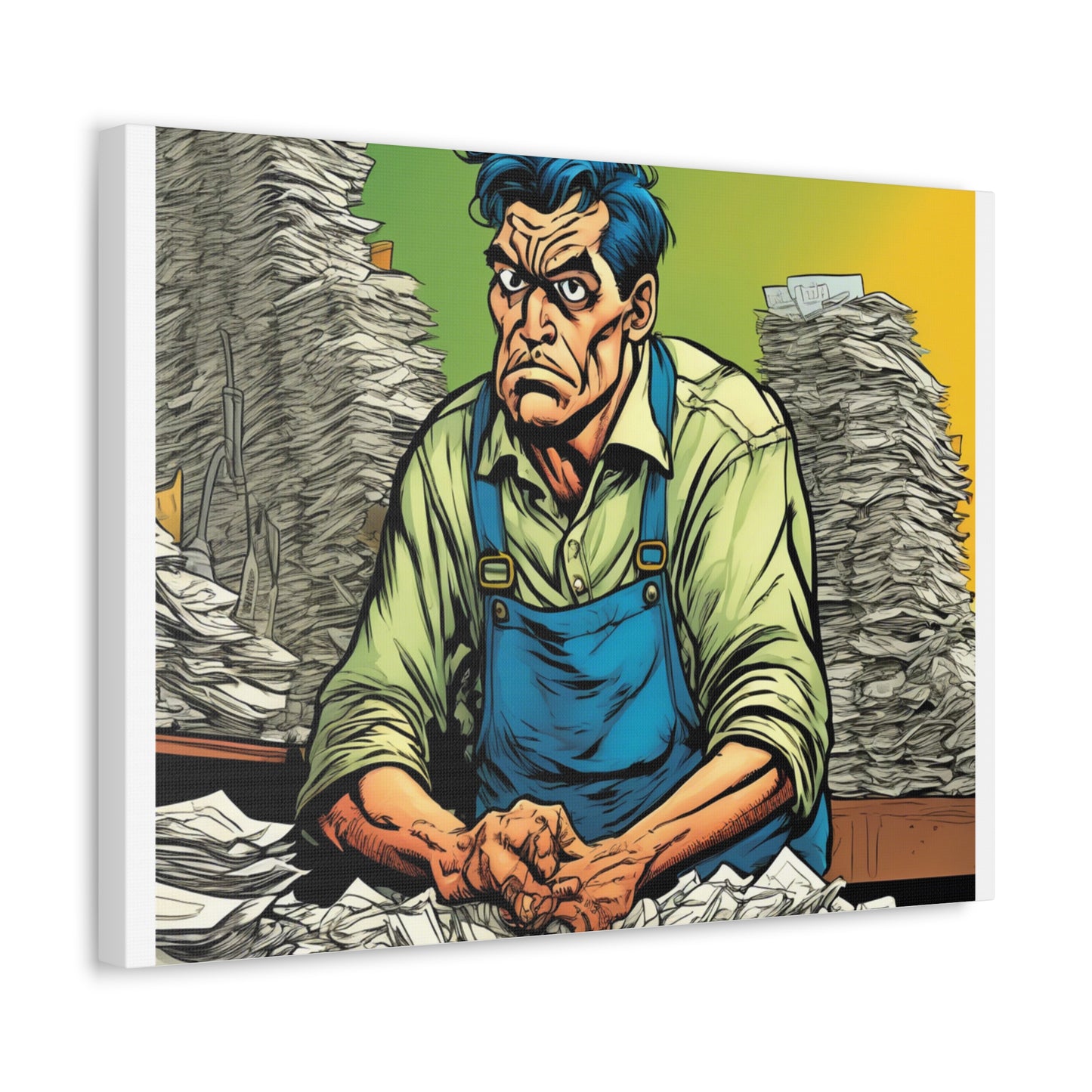 Paperwork Chaos Desk Worker Funny Office Art Canvas