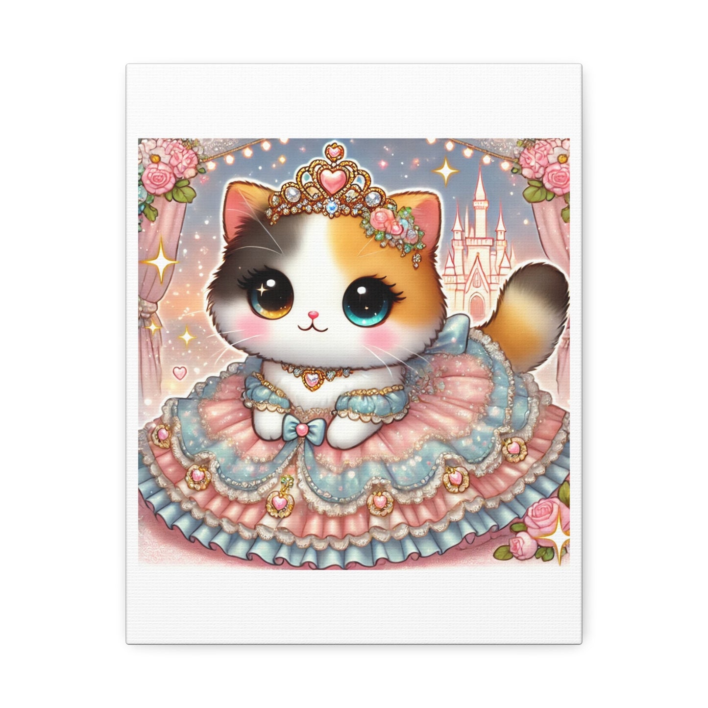 Pastel Princess Calico Cat Fantasy Canvas Wall Art
