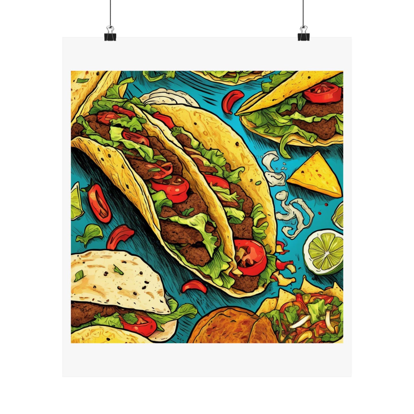 Taco Party Pattern Foodie Gift Art Poster