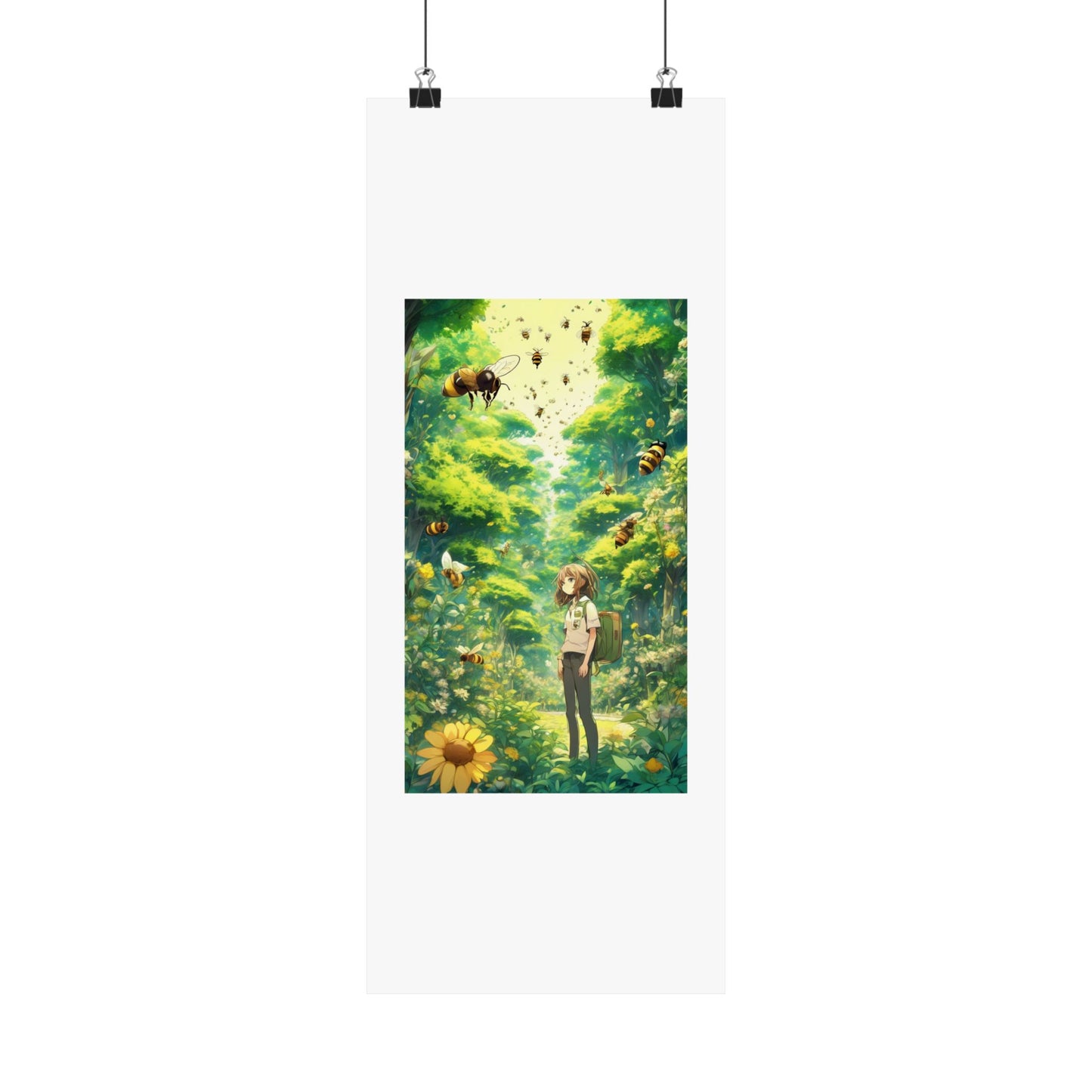 Bee Garden Explorer Anime Nature Art Poster