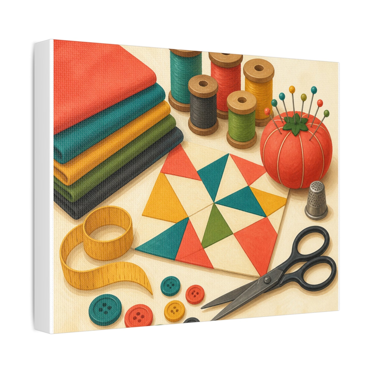 Colorful Sewing and Quilting Hobby Canvas Art