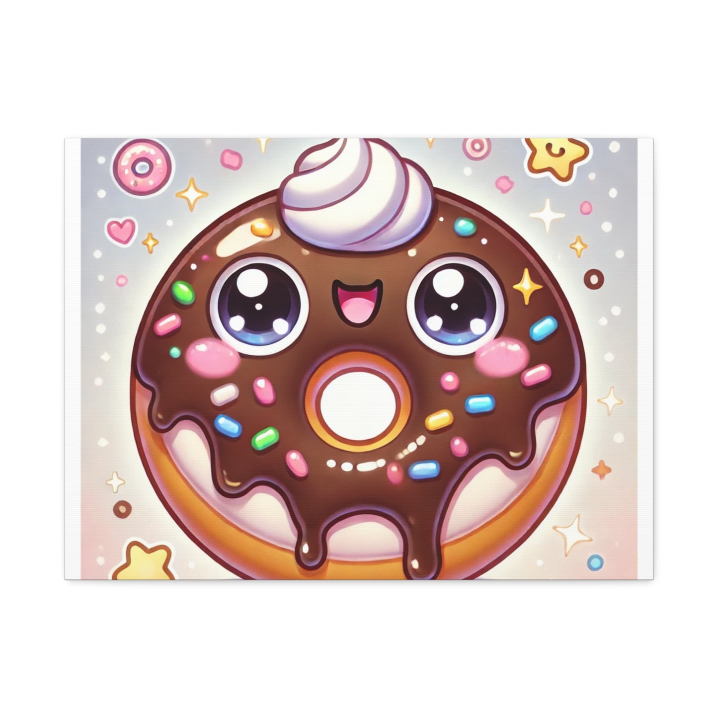 Kawaii Chocolate Donut Cute Dessert Canvas Wall Art