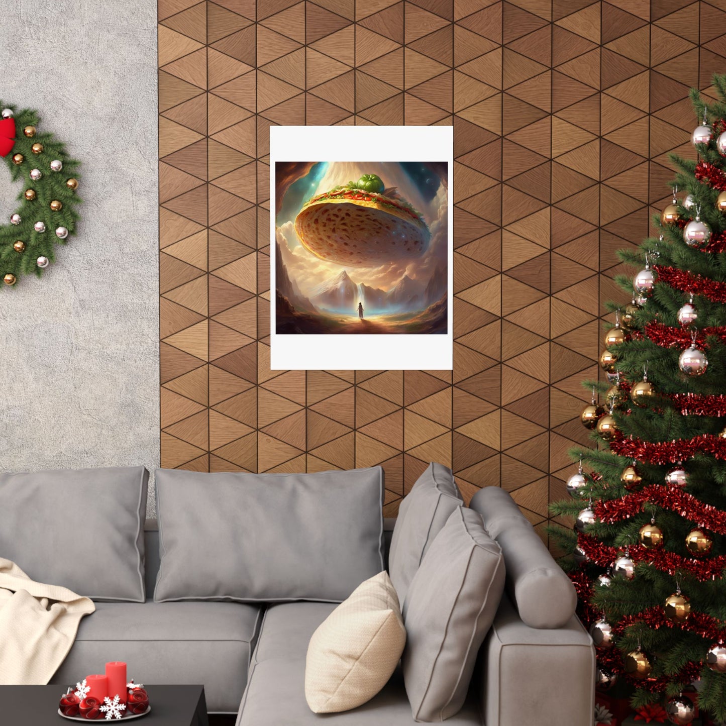 Cosmic Taco UFO Surreal Food Fantasy Art Poster