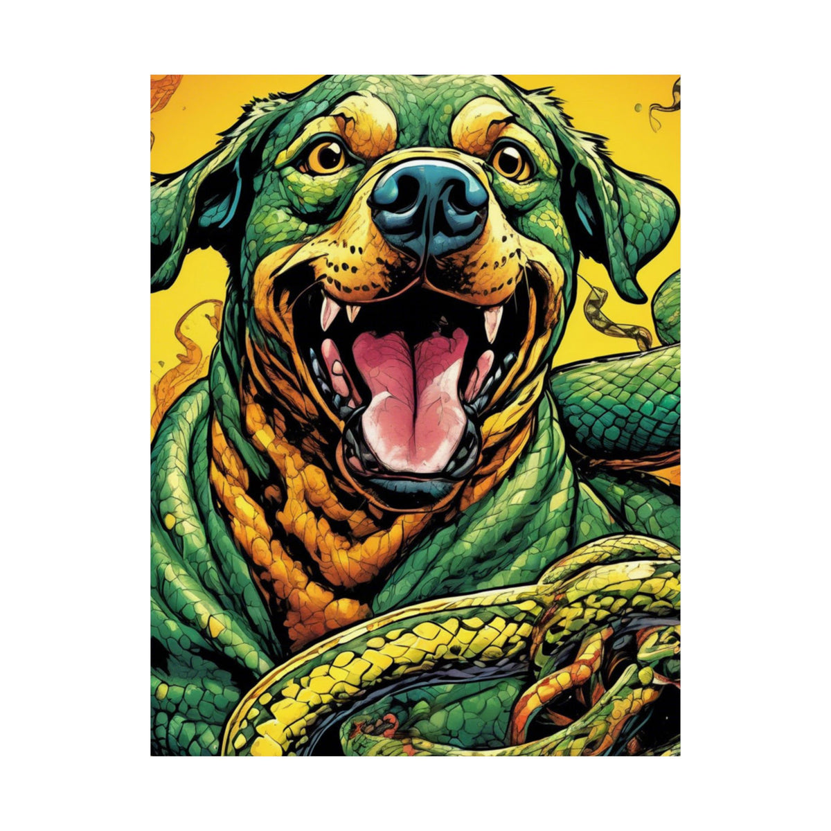 Surreal Serpent Hound Dark Fantasy Wall Art Poster