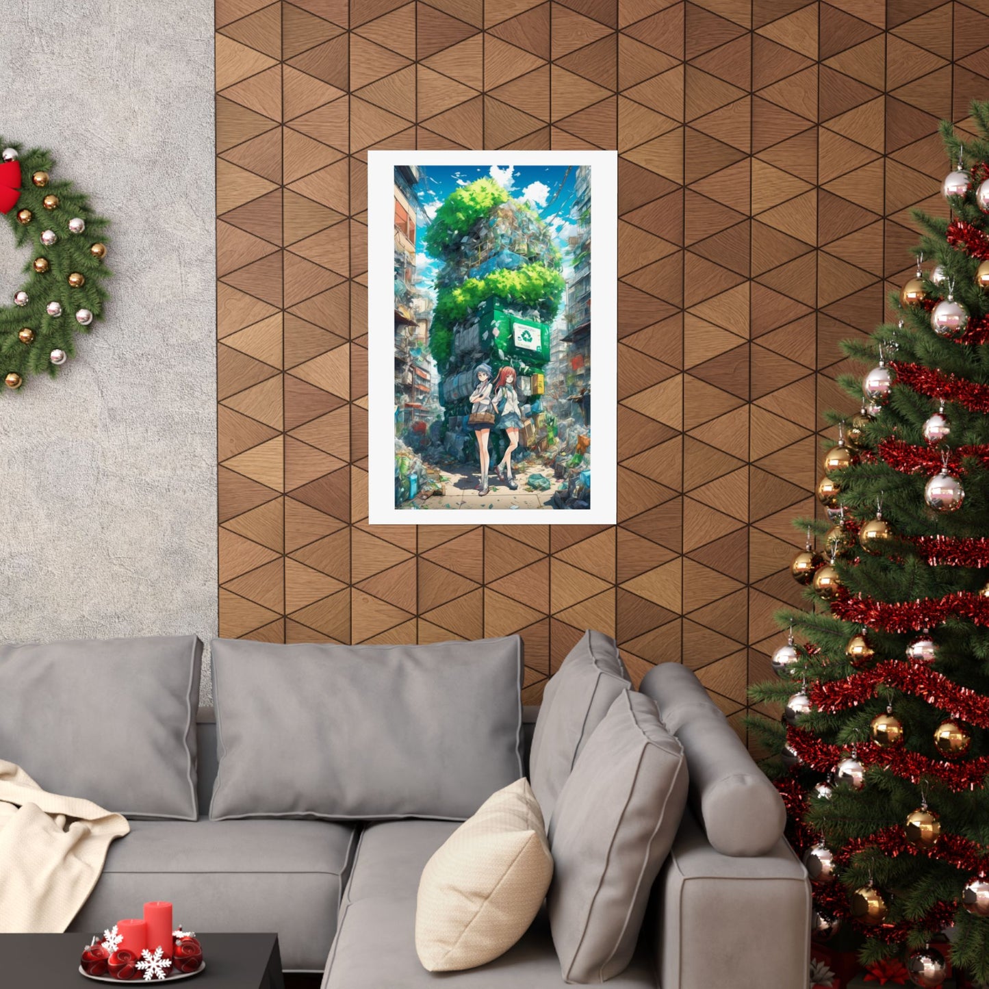 Urban Recycling Anime Friends Green City Wall Poster