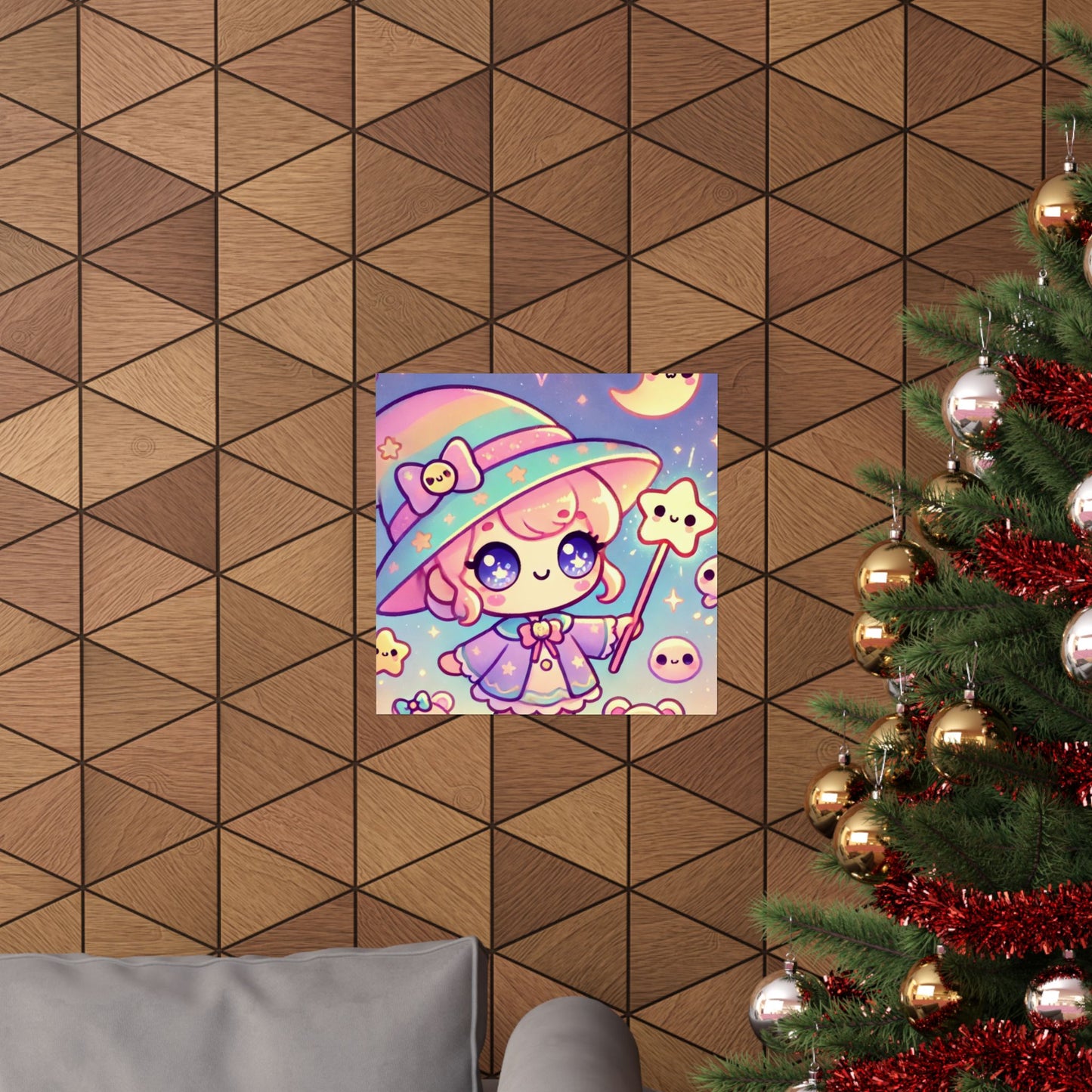 Kawaii Moon Wand Pastel Fantasy Wall Art Poster