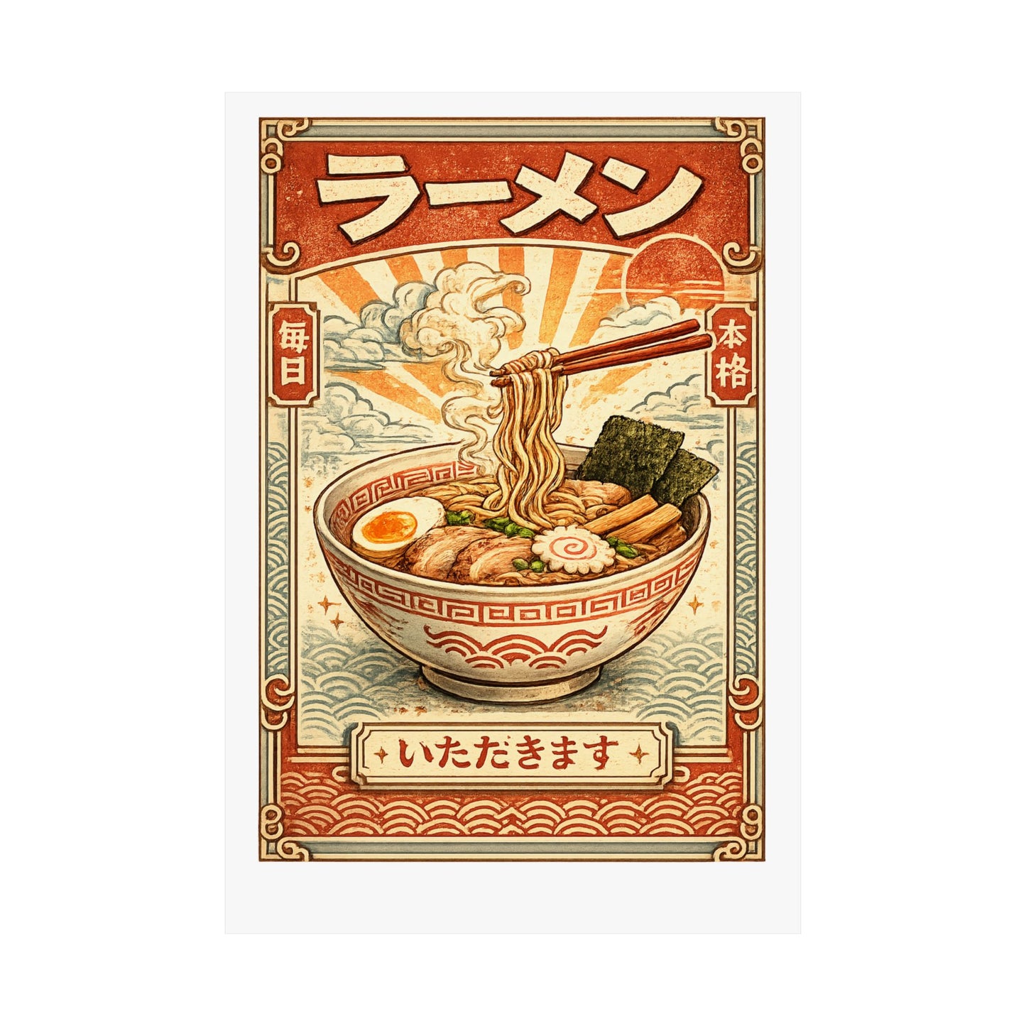 Vintage Ramen Bowl Japanese Food Art Poster