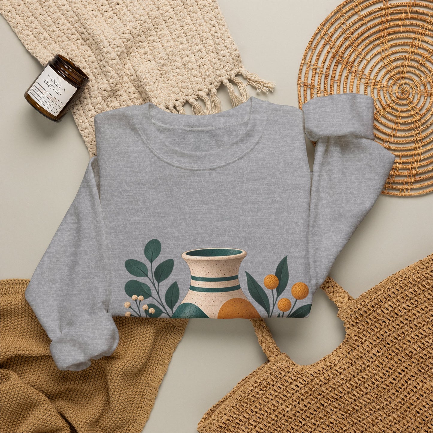 Midcentury Pottery Botanical Art Sweatshirt