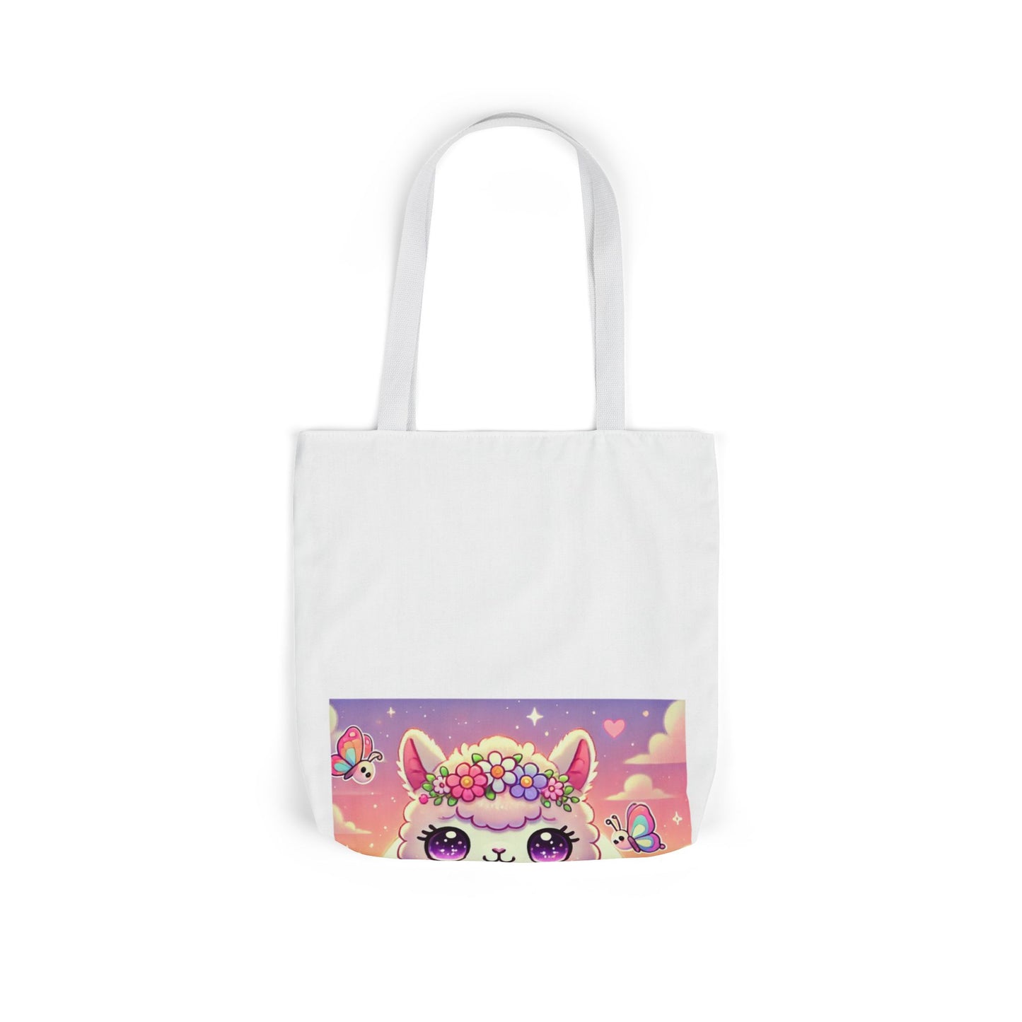 Pastel Floral Alpaca Garden Kawaii Canvas Tote Bag
