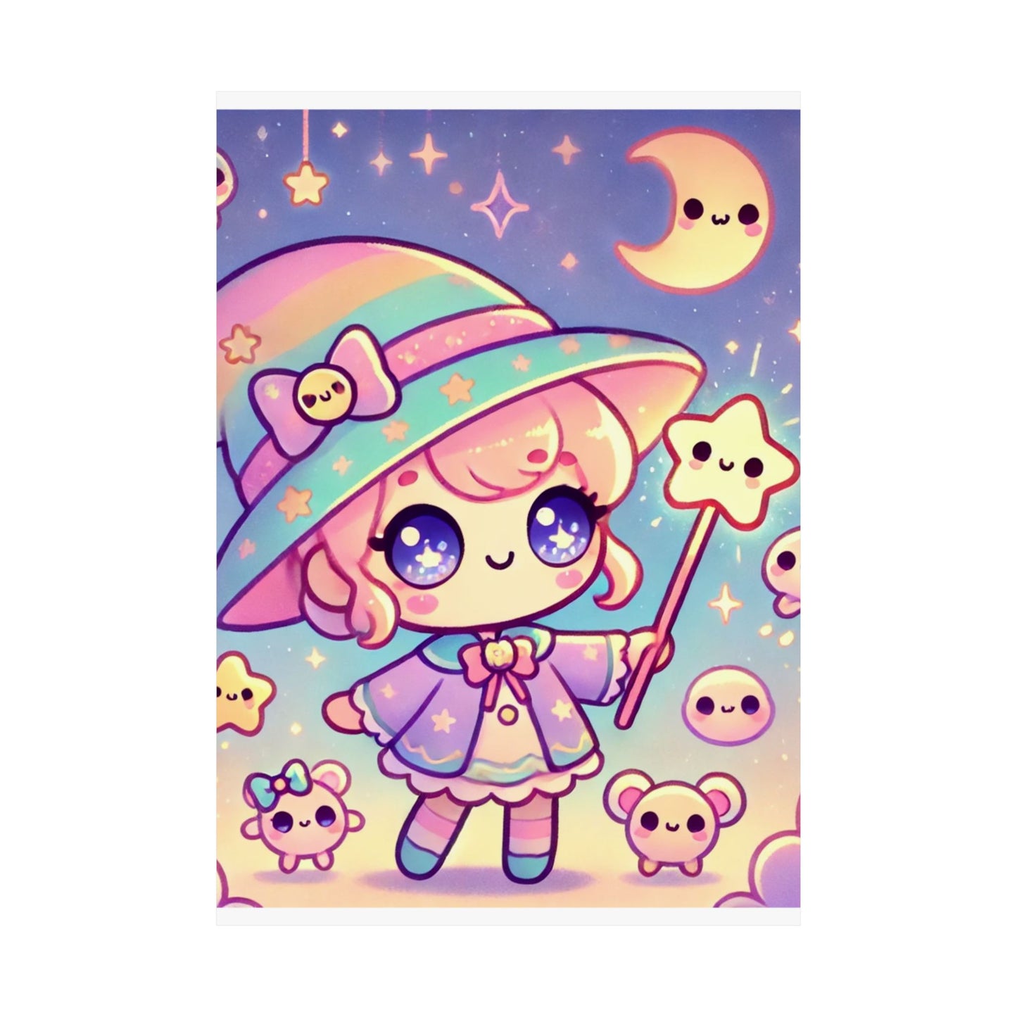 Kawaii Moon Wand Pastel Fantasy Wall Art Poster