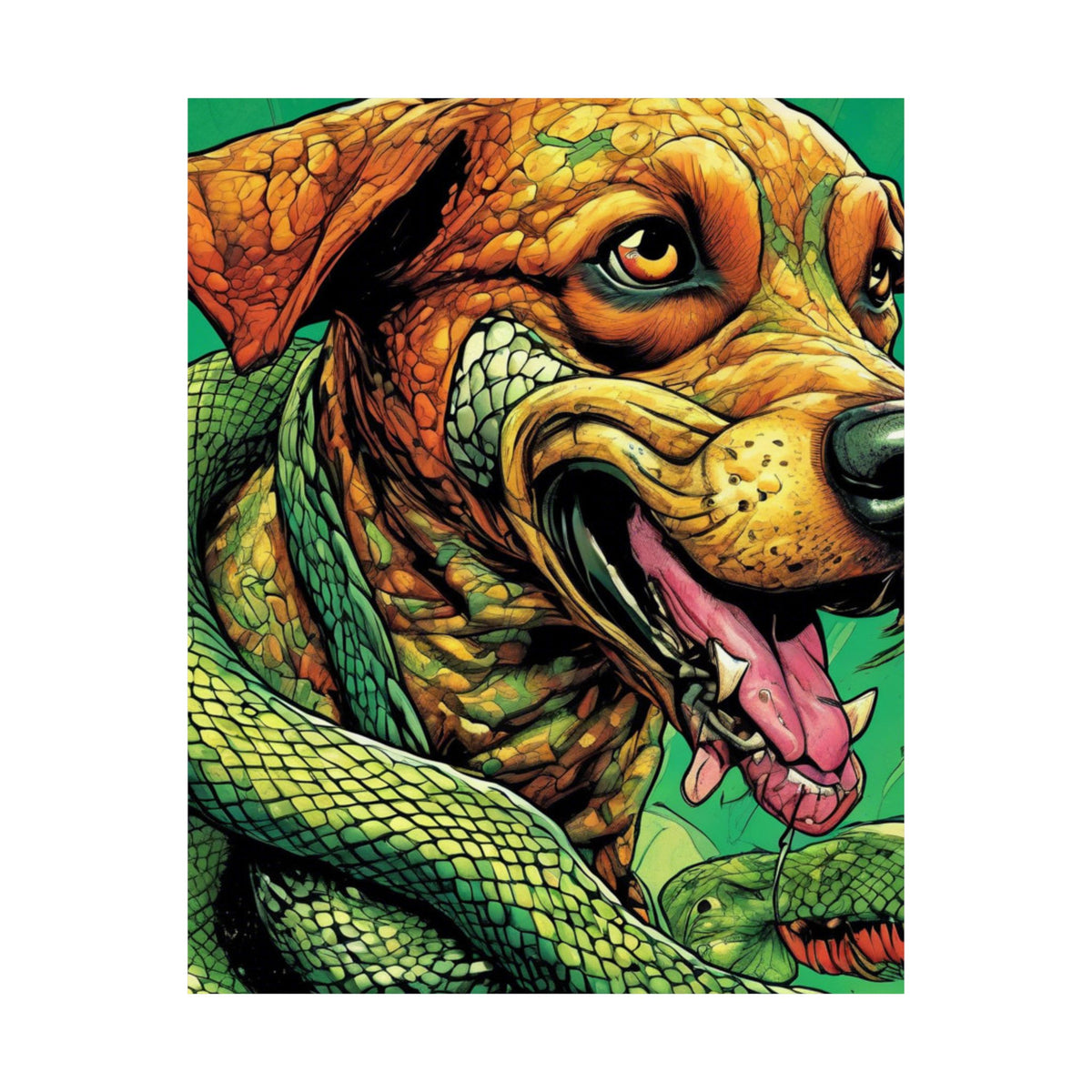 Serpent Guardian Dog Bold Fantasy Creature Art Poster