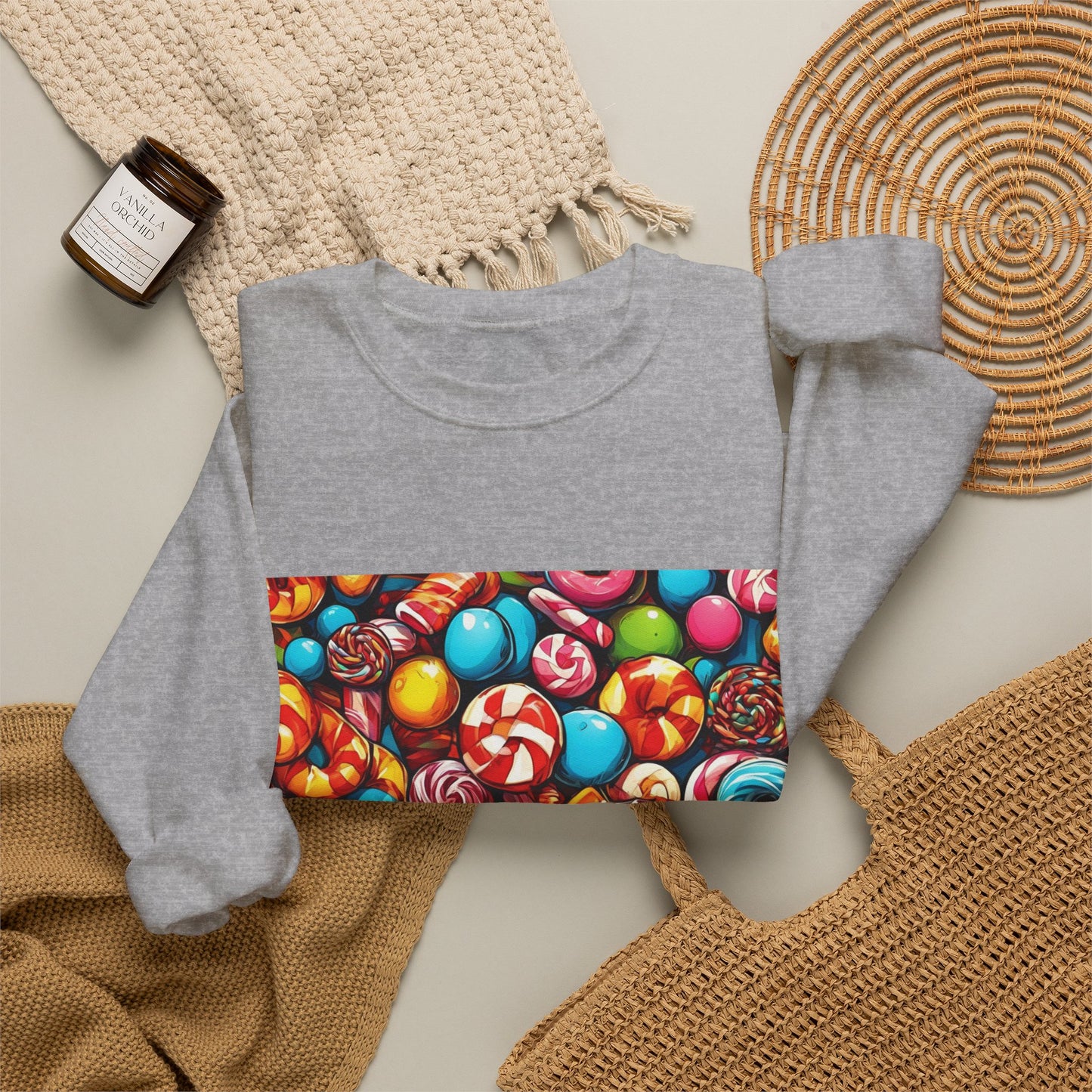 Colorful Candy and Lollipop Pattern Sweatshirt