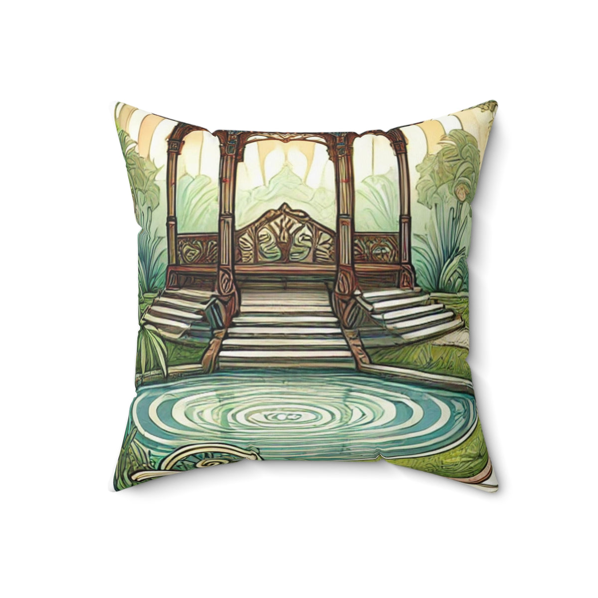 Botanical Gazebo Garden Art Nouveau Decorative Pillow
