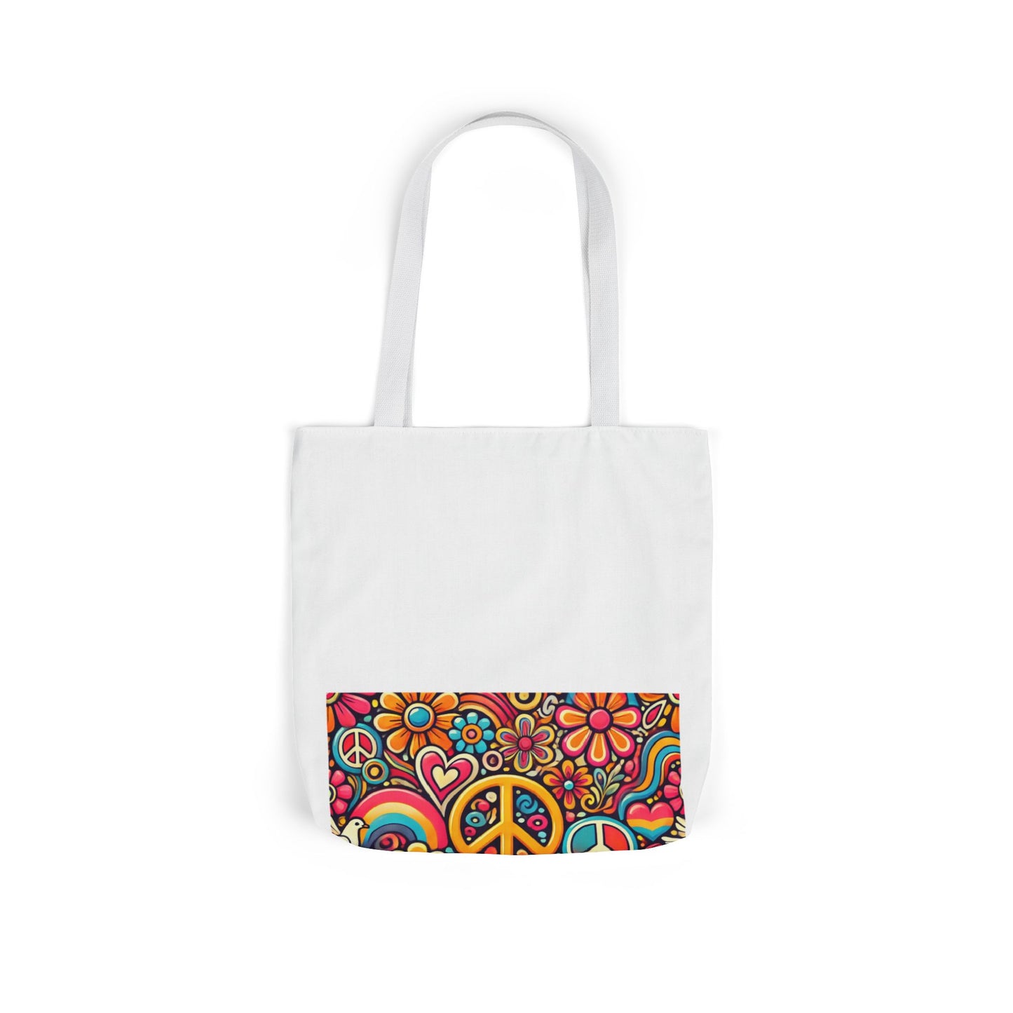 Colorful Peace Floral Pattern Canvas Tote Bag