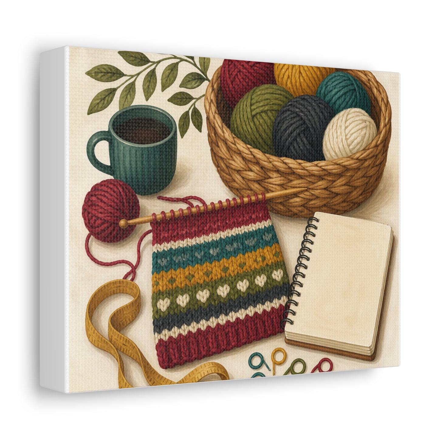 Cozy Knitting and Yarn Hobby Art Canvas Art