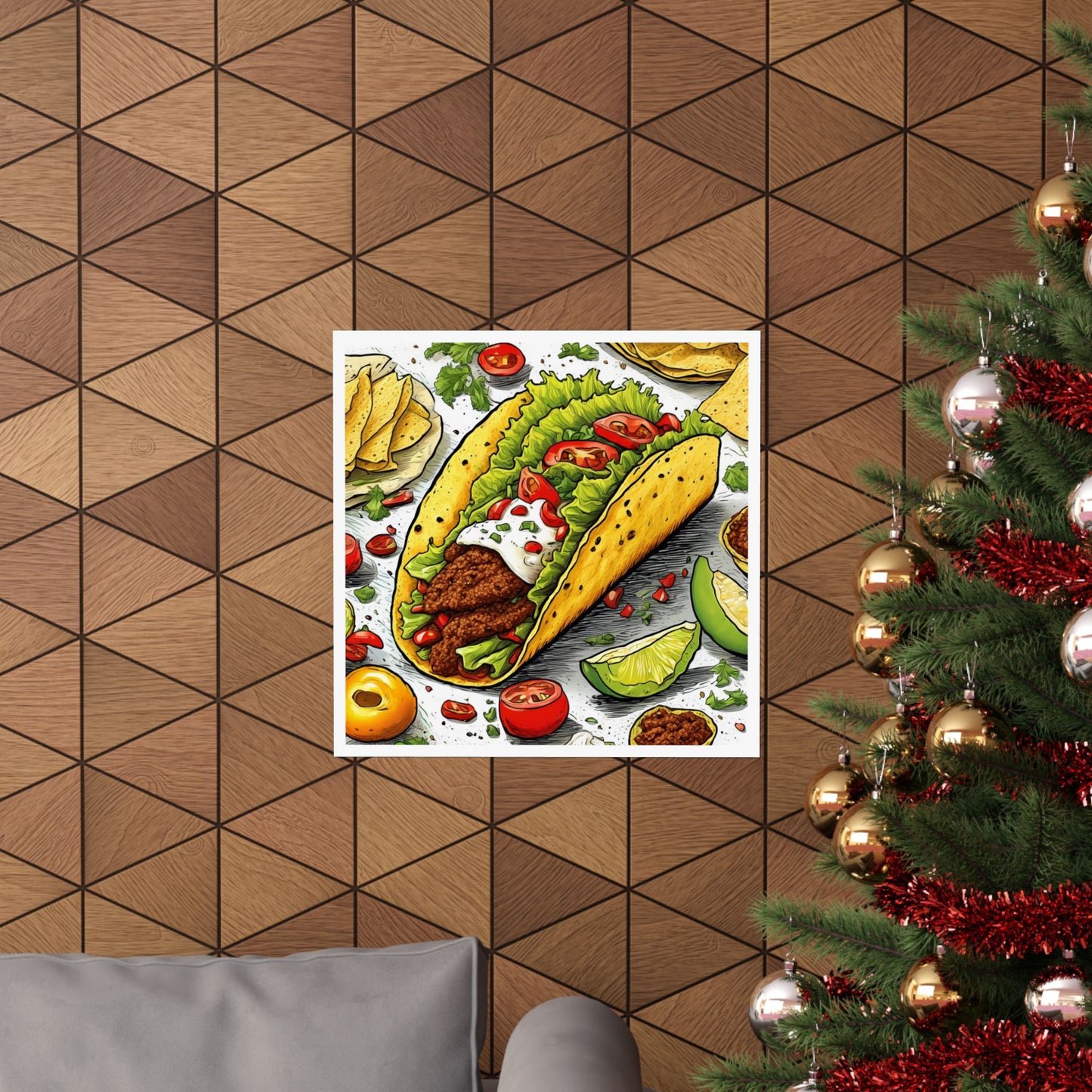 Bold Taco Illustration Foodie Gift Art Poster