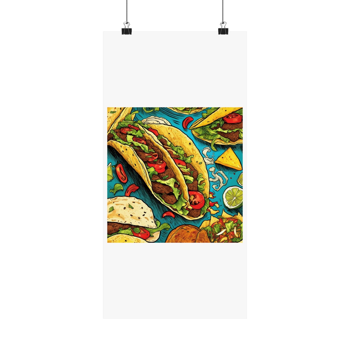 Taco Party Pattern Foodie Gift Art Poster