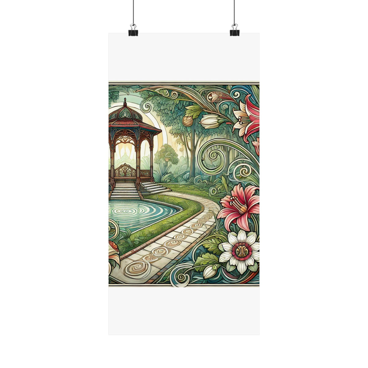 Botanical Gazebo Garden Art Nouveau Wall Art Poster