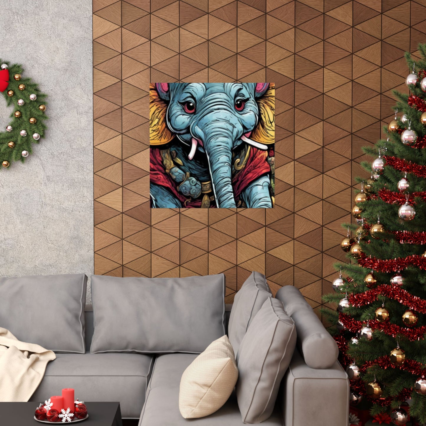 Colorful Elephant Garden Parade Wildlife Wall Art Poster