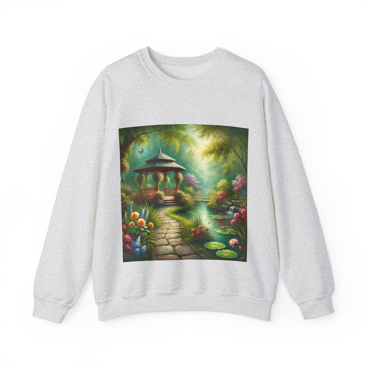 Spring Garden Gazebo Floral Landscape Sweatshirt