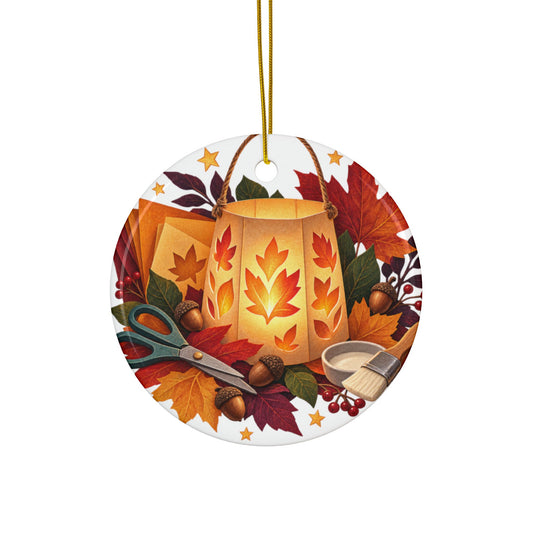 Autumn Lantern Making Workshop Round Ornament