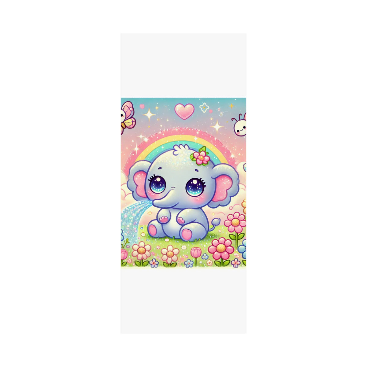 Pastel Rainbow Baby Elephant Floral Wall Art Poster
