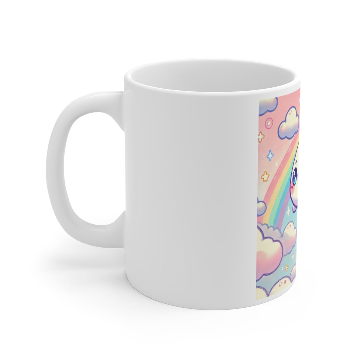 Kawaii Rainbow Whale Pastel Cloud Coffee Mug