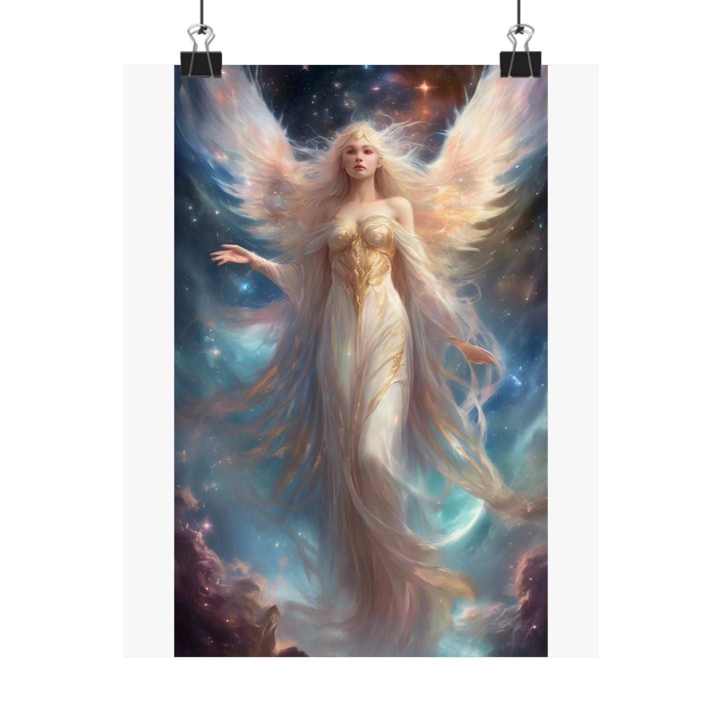 Celestial Winged Heroine Fantasy Portrait Poster