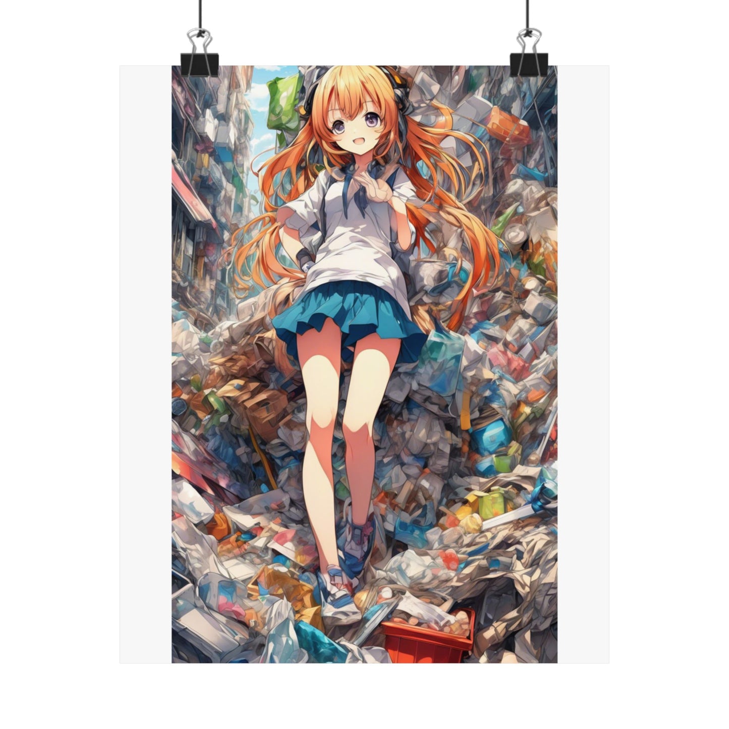 Recycling Rescue Anime Heroine Eco Street Art Poster