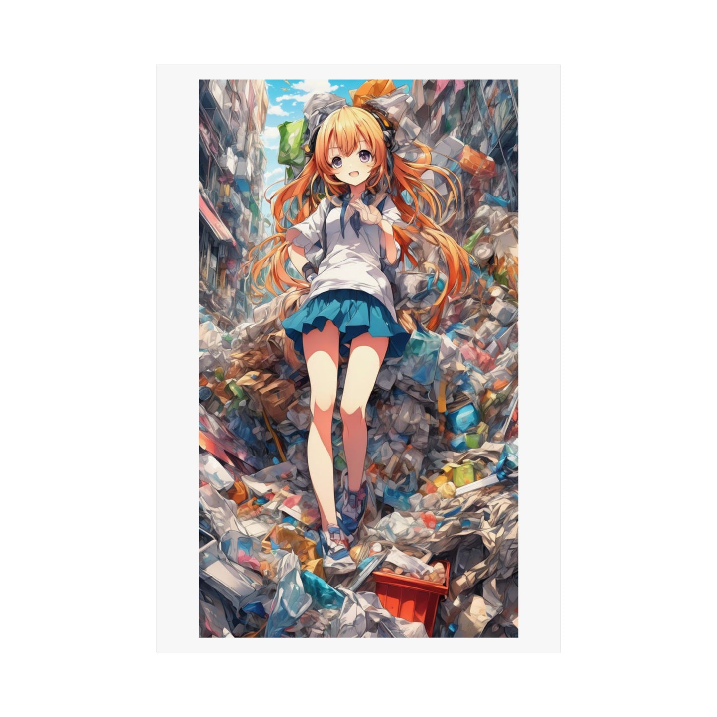 Recycling Rescue Anime Heroine Eco Street Art Poster