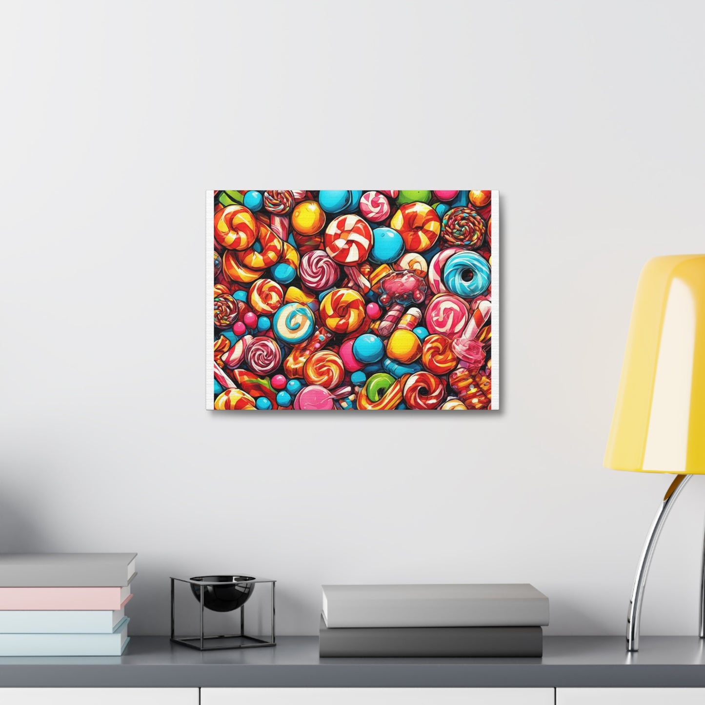 Colorful Candy and Lollipop Pattern Canvas
