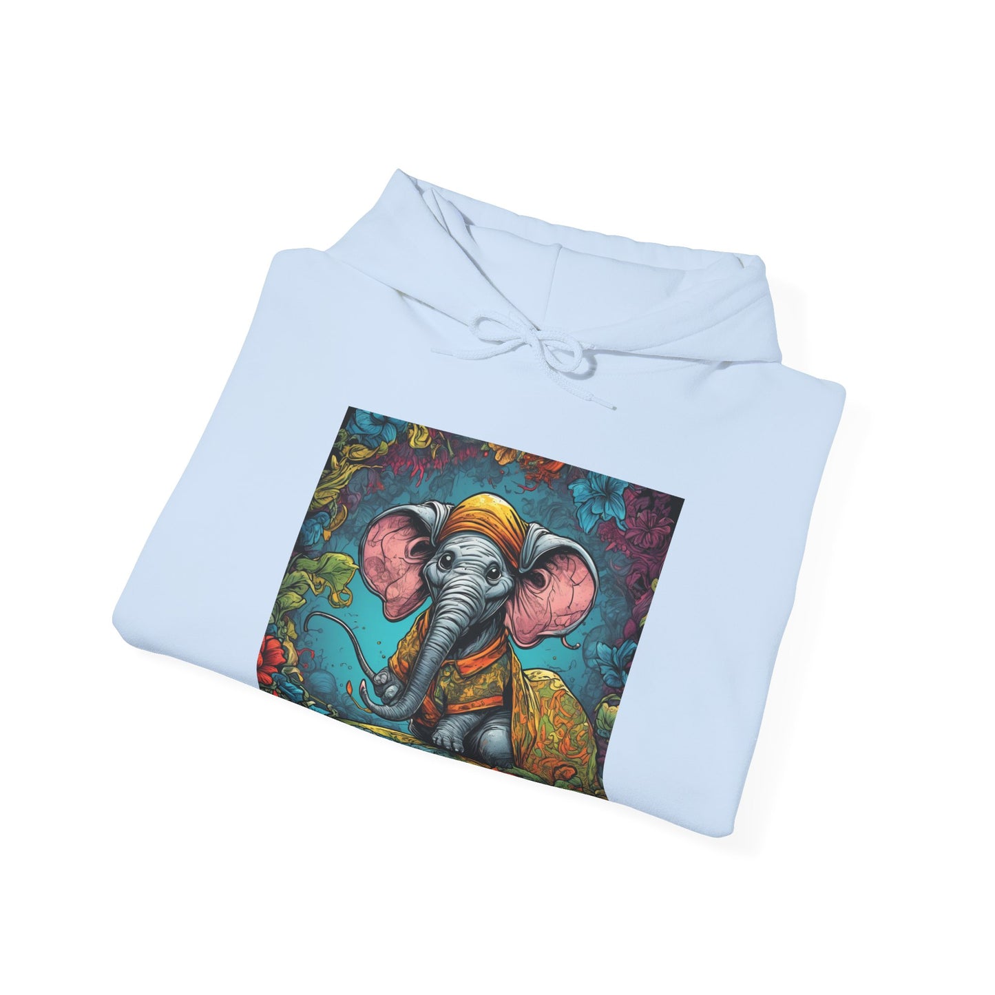 Colorful Storybook Elephant Floral Garden Art Hoodie