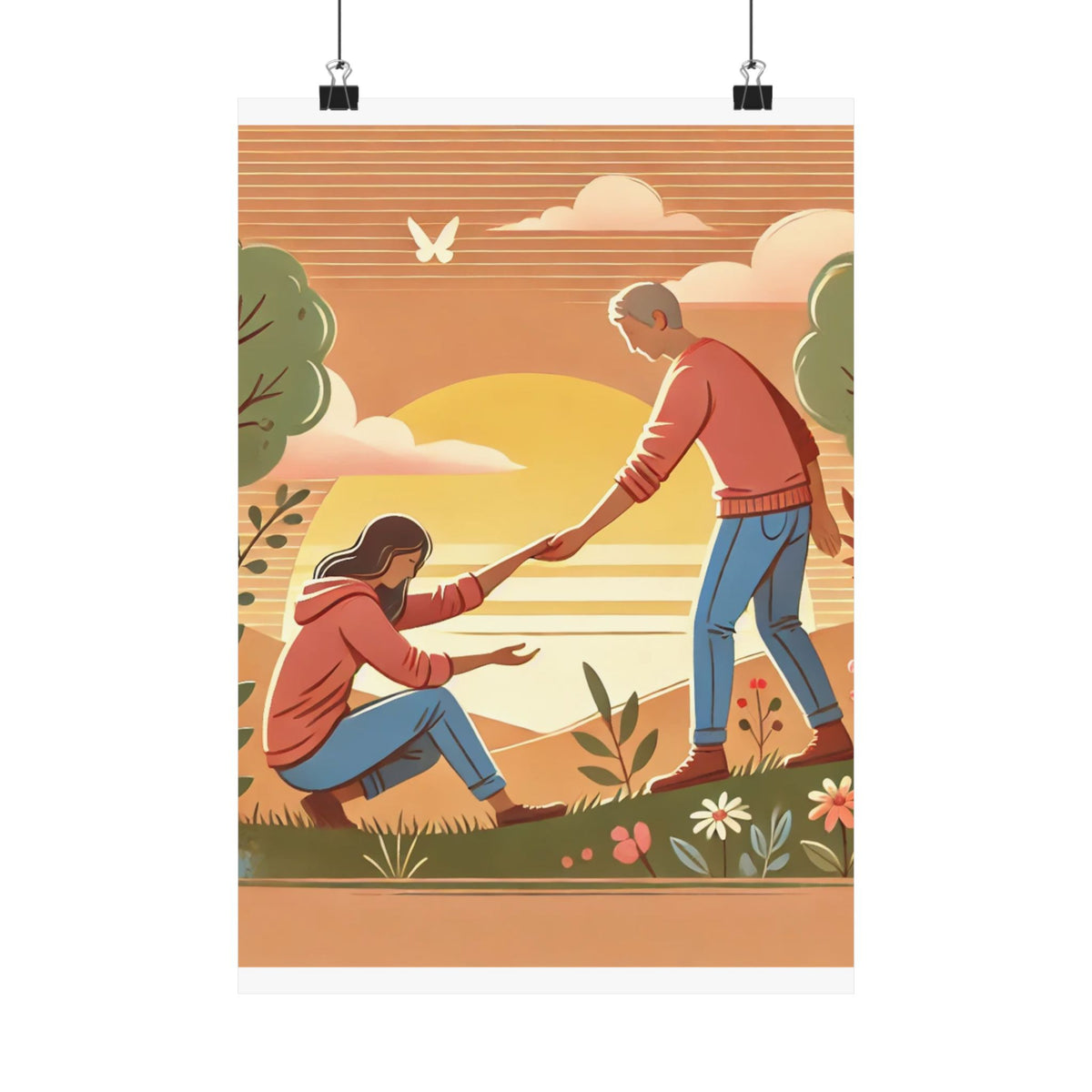 Helping Hands Sunset Garden Wall Art Poster