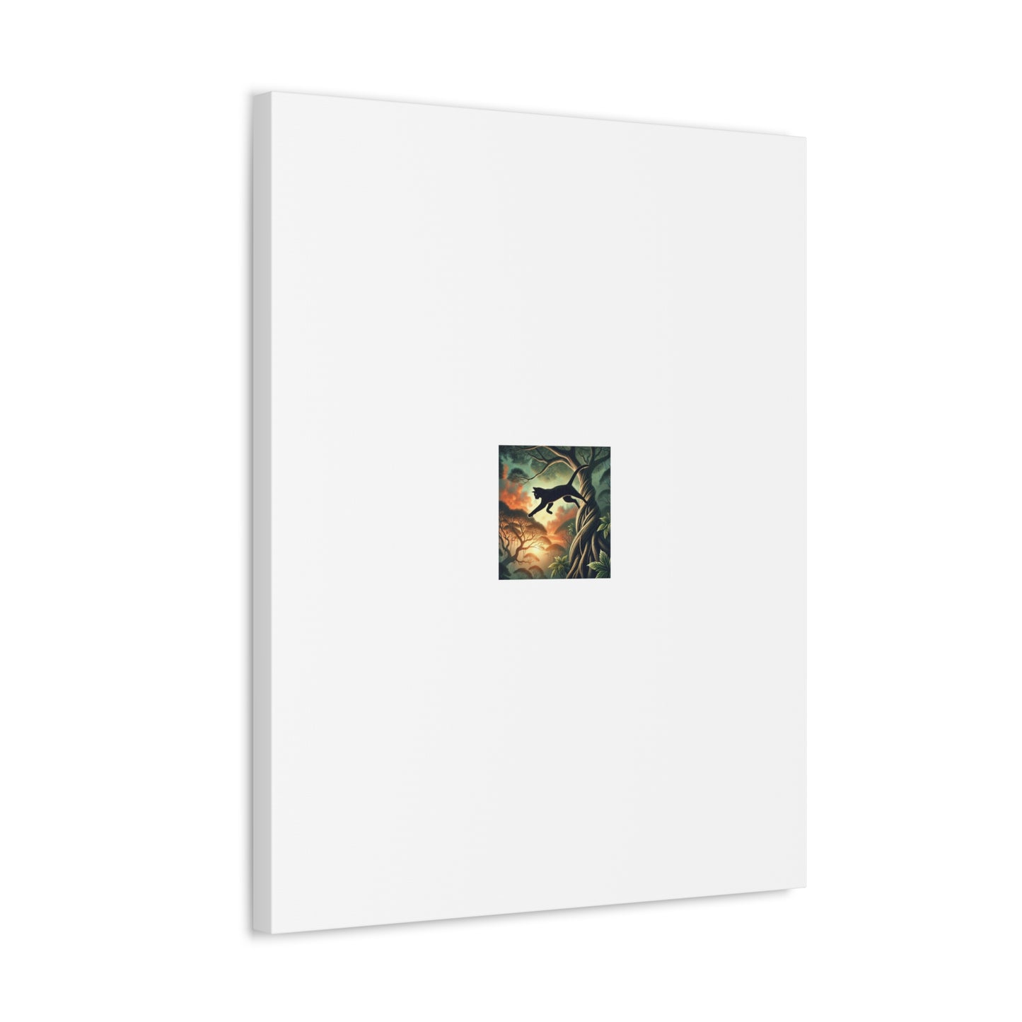 Enchanted Black Cat Forest Canvas Fantasy Cat Wall Art Gift