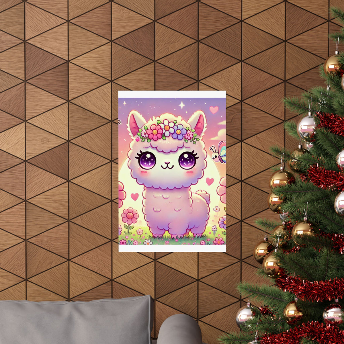 Pastel Floral Alpaca Garden Kawaii Wall Art Poster