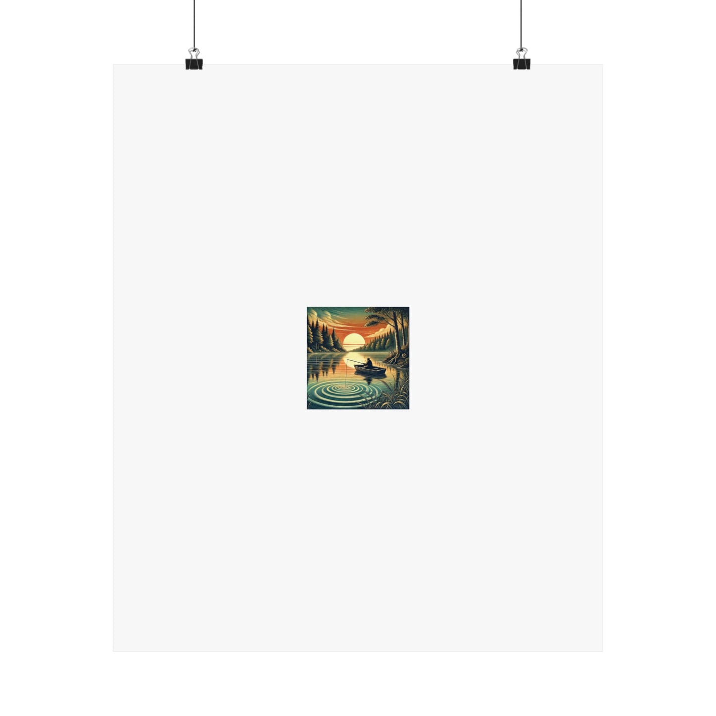 Sunset Lake Fishing Retreat Poster Lake House Fishing Wall Art Gift