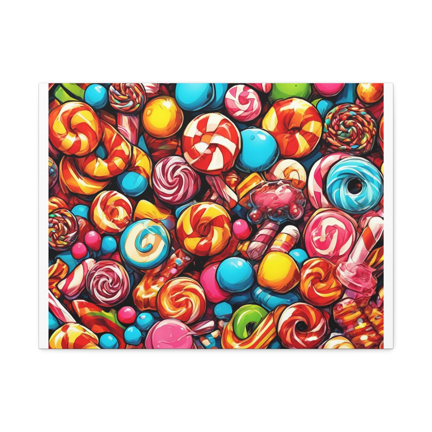 Colorful Candy and Lollipop Pattern Canvas