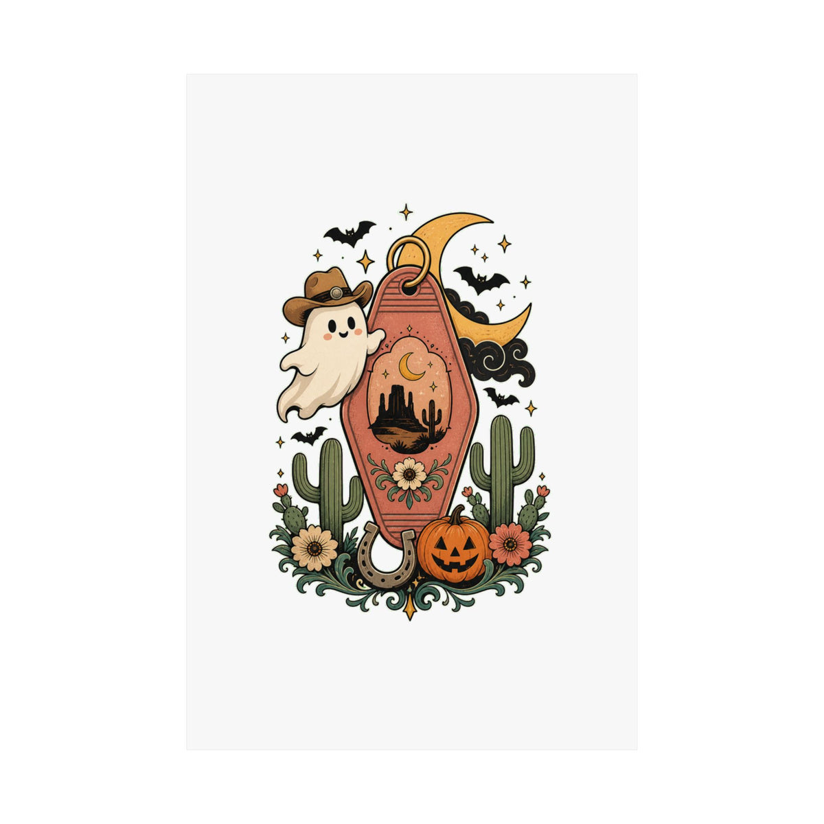 Haunted Desert Keytag Ghost Halloween Poster