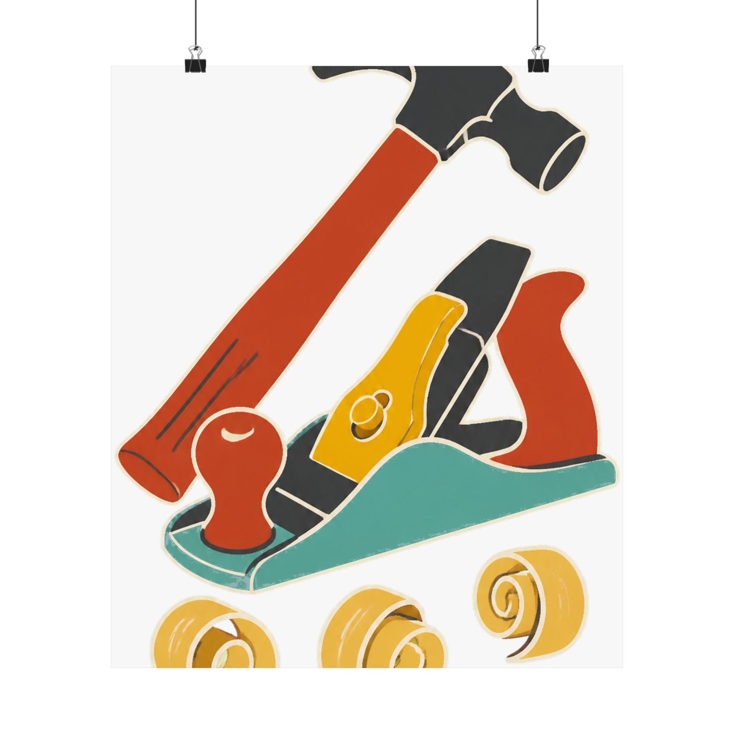 Carpenter Hammer Hand Plane Woodworking Art Poster