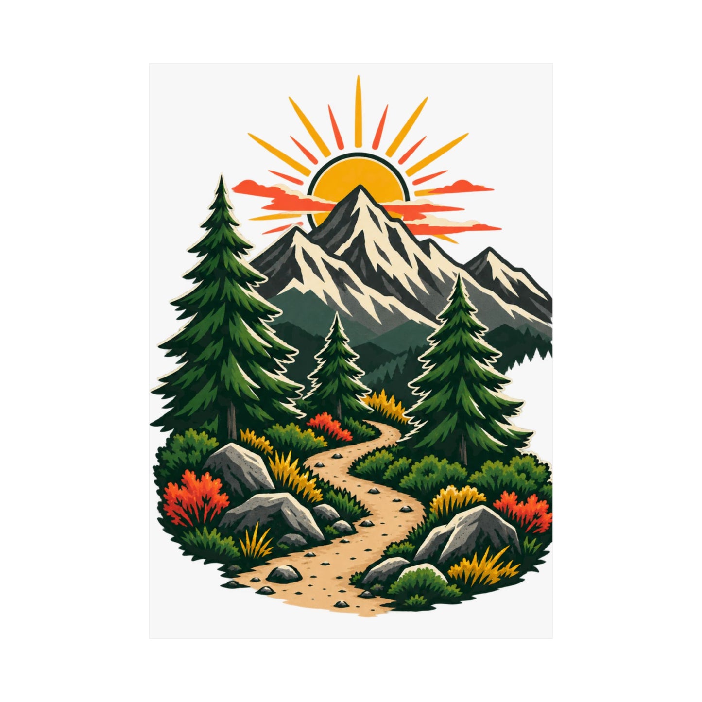Sunrise Mountain Trail Outdoor Adventure Poster