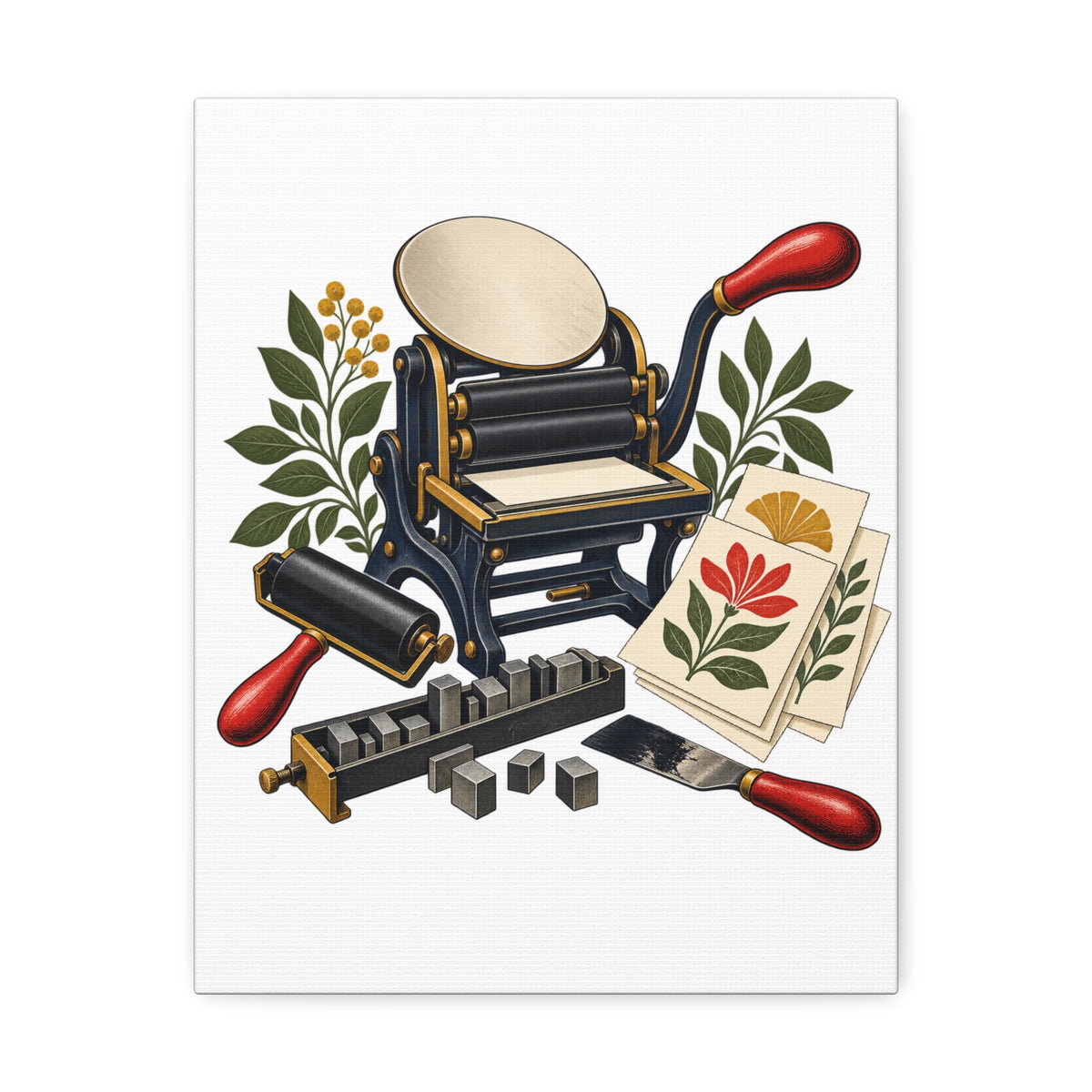 Botanical Letterpress Printshop Canvas