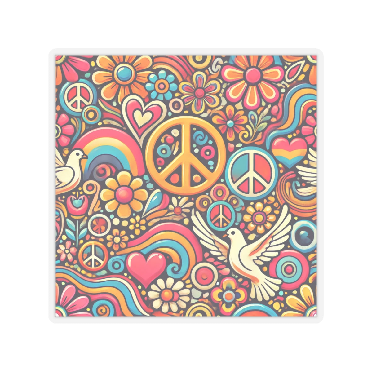 Colorful Peace Floral Pattern Sticker