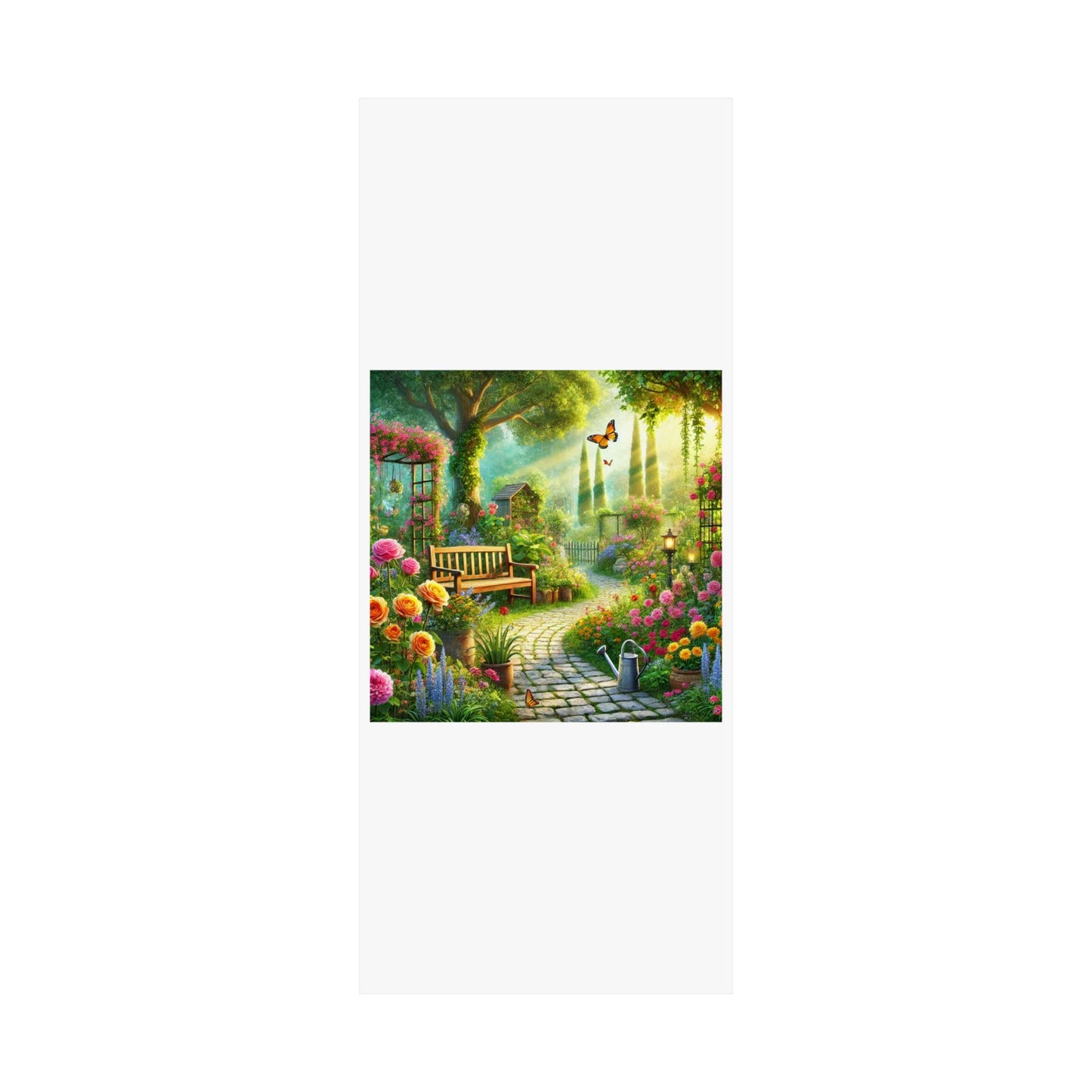 Sunlit Spring Flower Garden Bench Poster