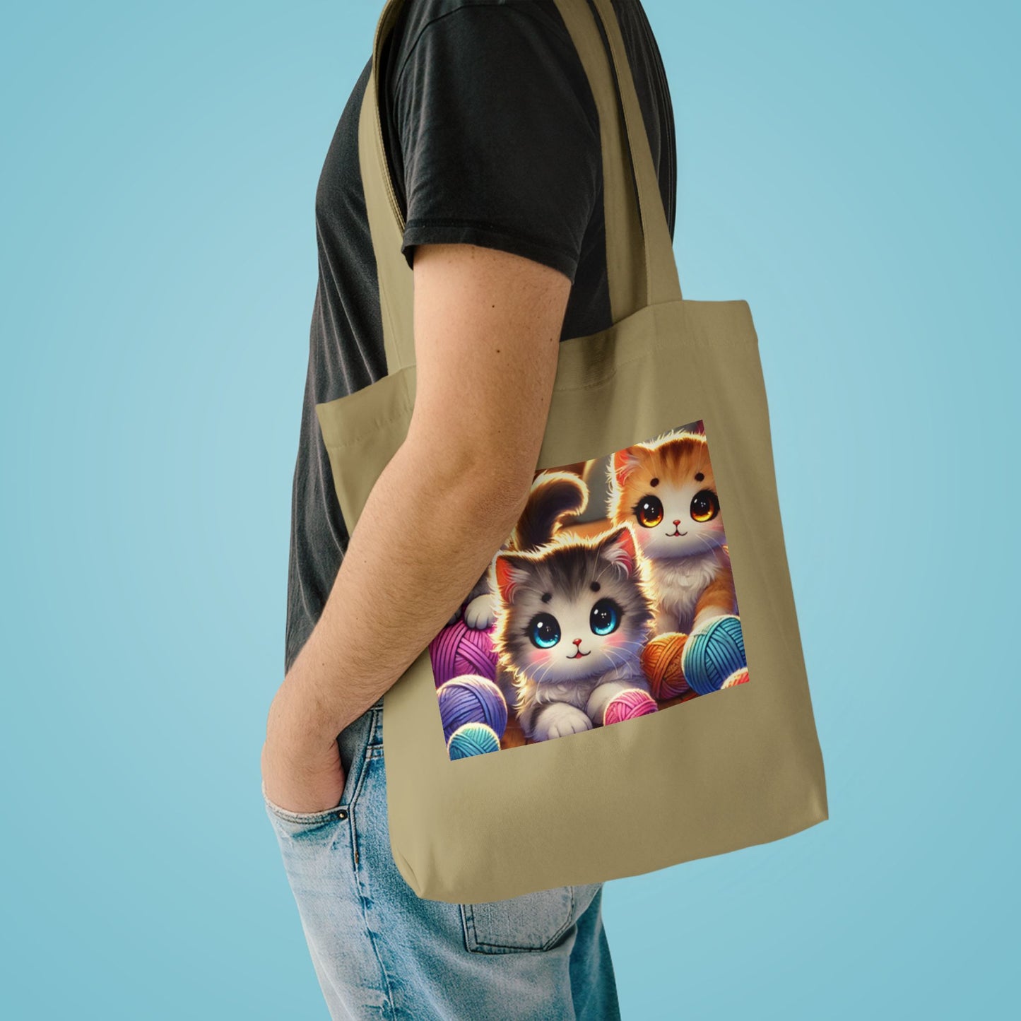 Cozy Yarn Kittens Cute Cat Lover Knitting Tote Bag for Crafters