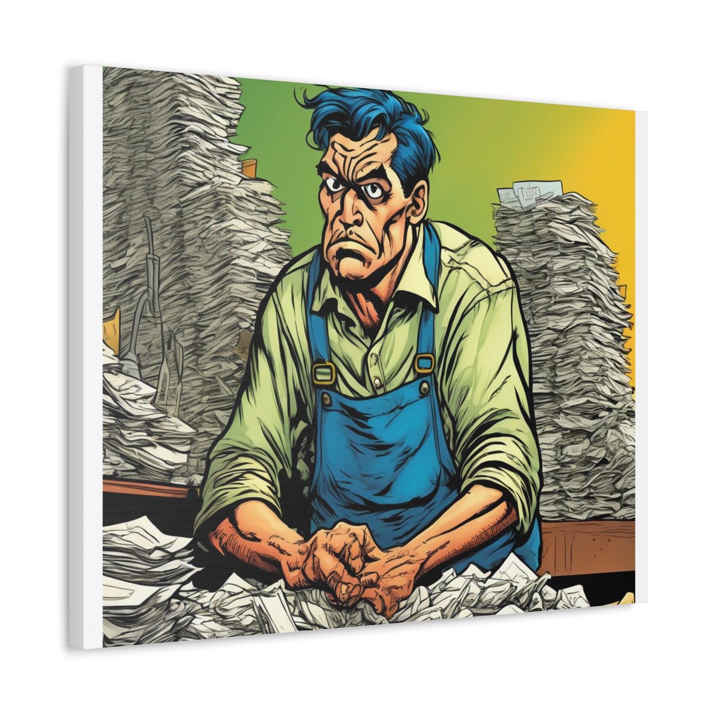Paperwork Chaos Desk Worker Funny Office Art Canvas
