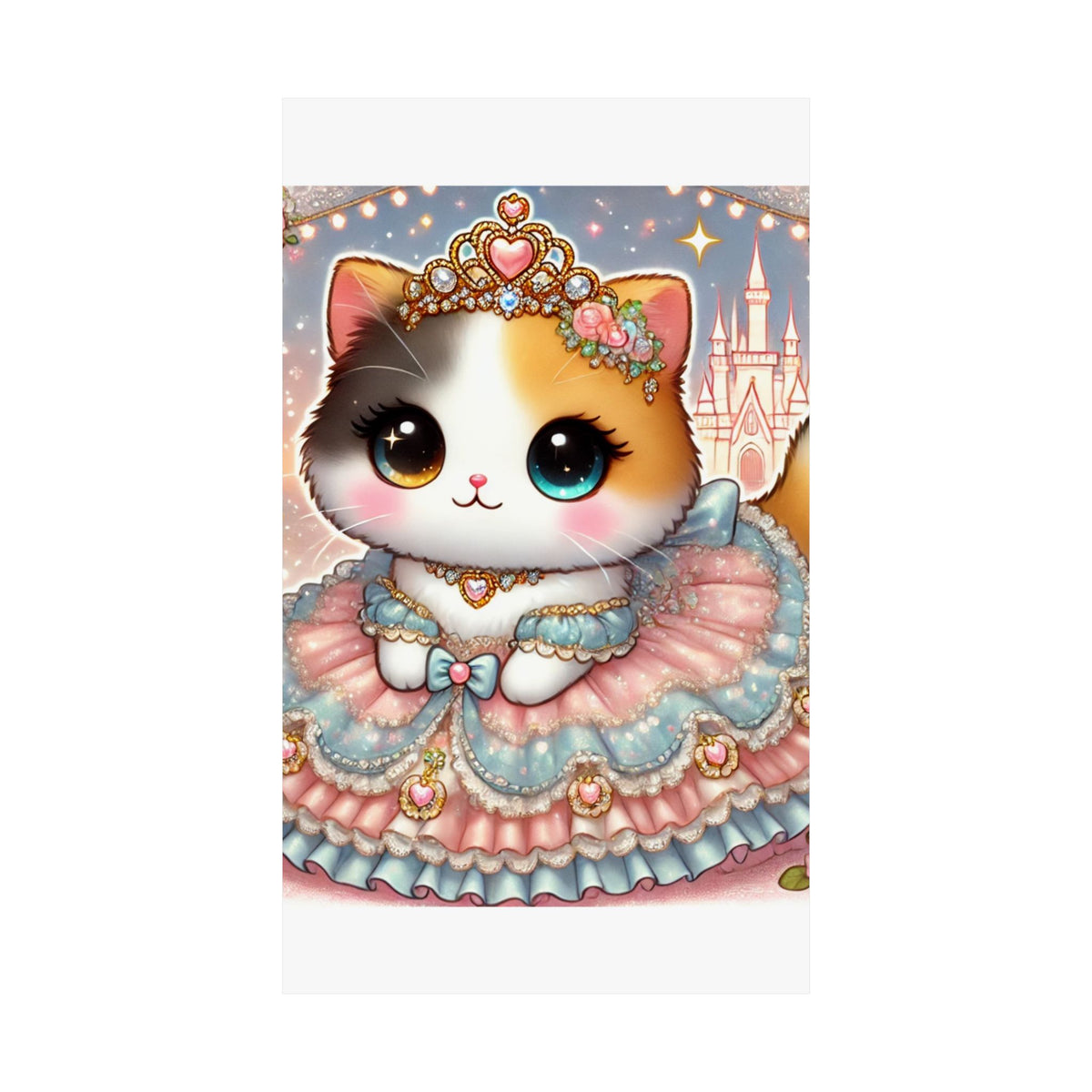 Pastel Princess Calico Cat Fantasy Wall Art Poster