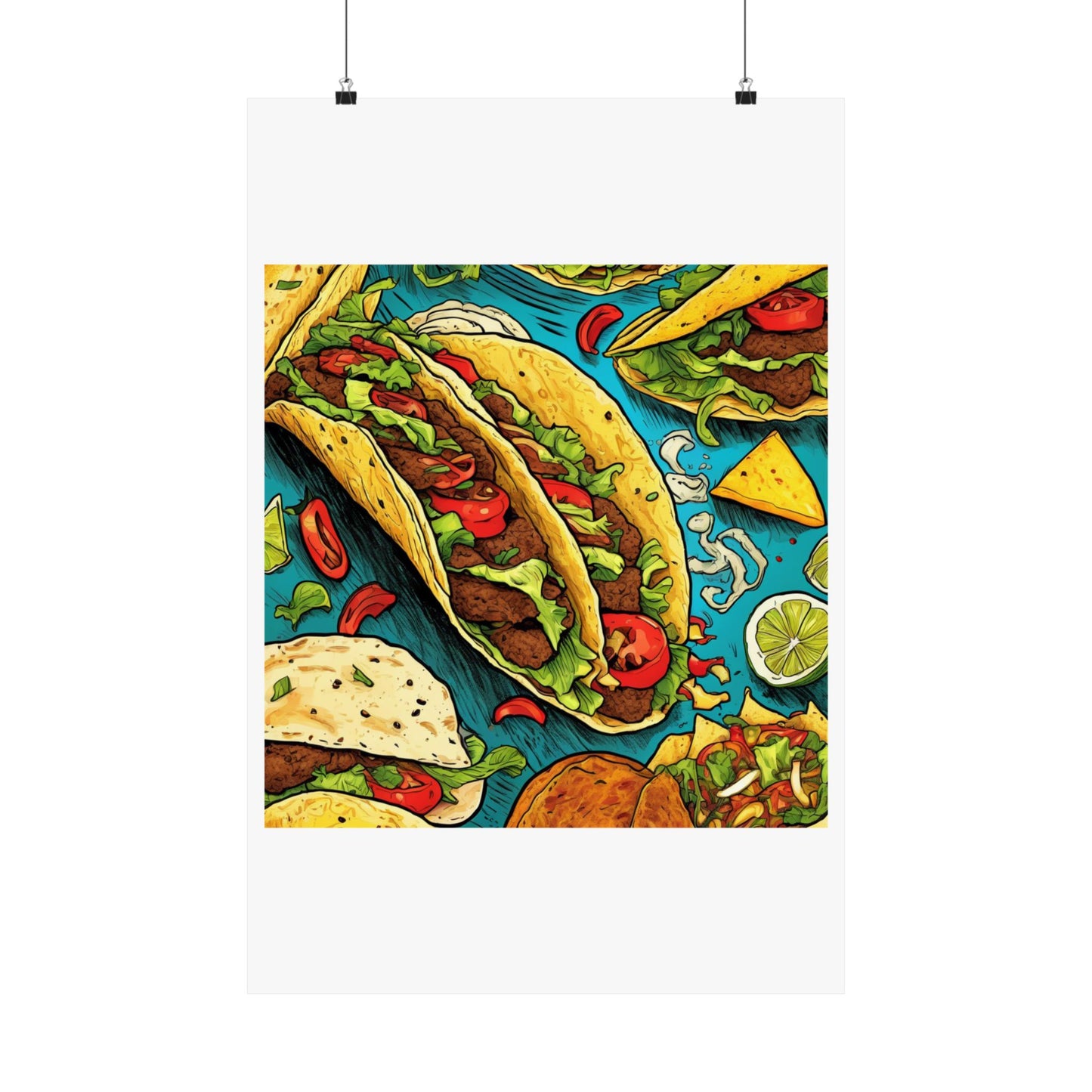 Taco Party Pattern Foodie Gift Art Poster
